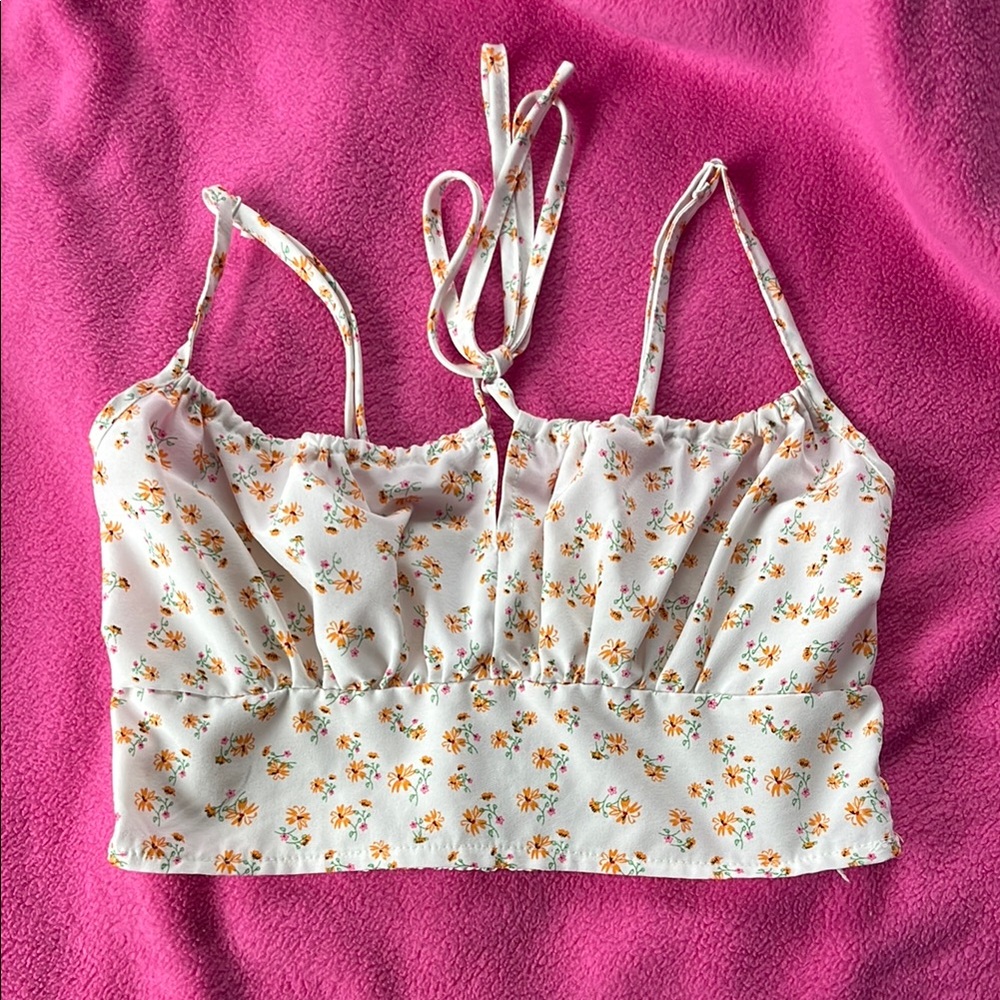 Floral Cream Crop Top